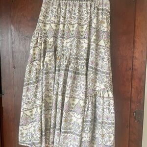 Free People Floral Maxi Skirt in Cream and Pink